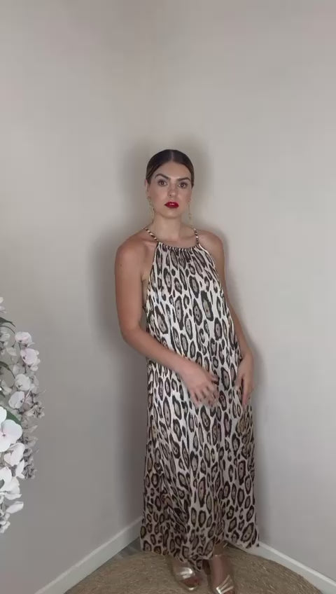 VESTIDO HALTER ANIMAL PRINT